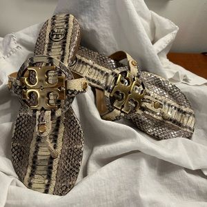 Tory Burch Miller Snakskin Thong Sandal
